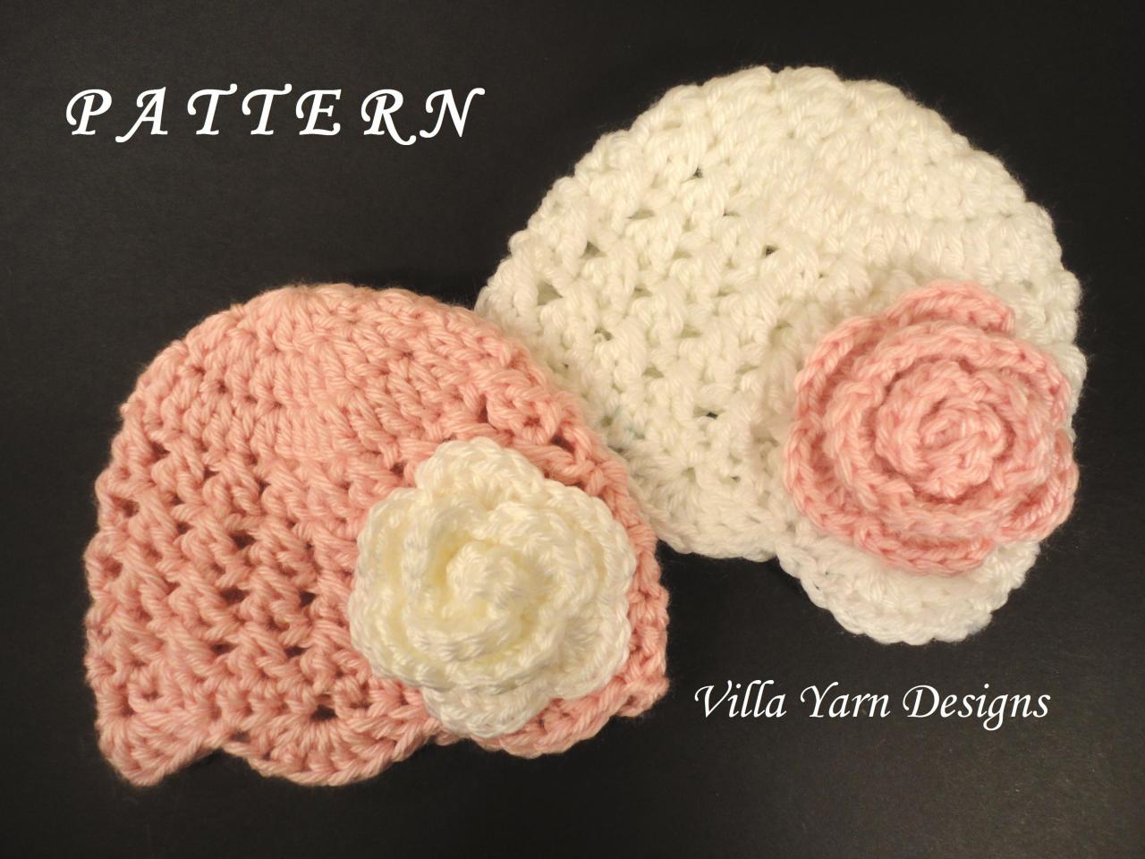 Crochet Baby Hat Pattern, Newborn, Baby Girl Crochet Hat ...