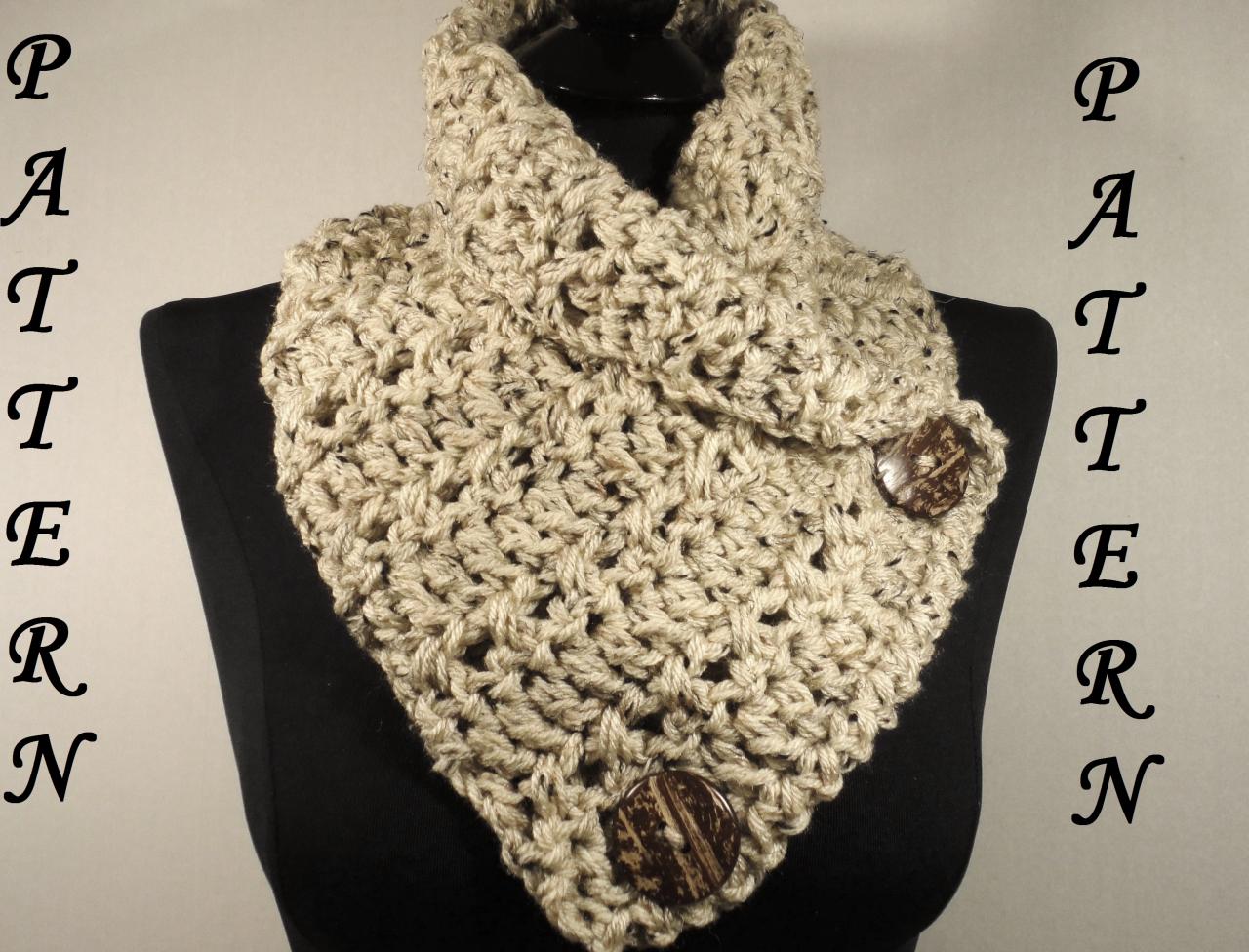 Crochet Scarf Pattern, Button Cowl Pattern, Button Scarf ...